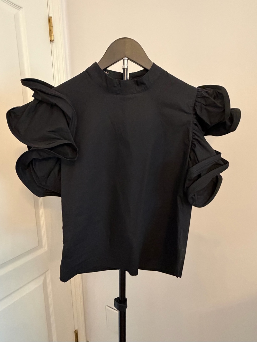 Beulah Black Ruffle Sleeve Blouse